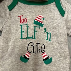 NWT - Elf'n Cute Bodysuit, Hat, & Socks - 3 Piece Christmas Set - 3/6 months